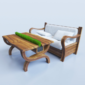 Table with lawn sofa +