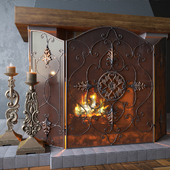 Uttermost  / Egan Fireplace Screen and Gia Candleholders