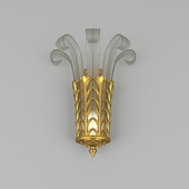 Art Deco Plume Glass Sconce With French Gold Finish.