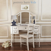 Pottery Barn,Blythe Desk And Mirror Vanity Hutch