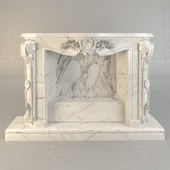 Класический камин из белого мрамора