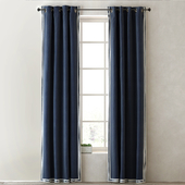 RH/ TICKING STRIPE BORDER DRAPERY PANEL