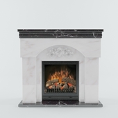 Fireplace in the marble portal