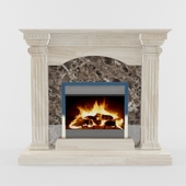 Electric fireplace with marble portal