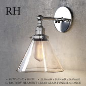 FACTORY FILAMENT CLEAR GLASS FUNNEL SCONCE