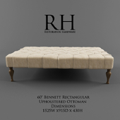 Restoration Hardware /60" Bennett Rectangular Upholstered Ottoman