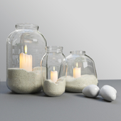 Decor candle in a jar of sand