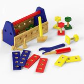 Children set of wooden tools