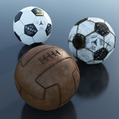 Set of football balls / footballs Set