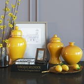Decoration set yellow vases