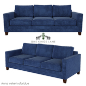 Anna Velvet Sofa Blue
