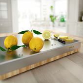 Lemons on chopping-board