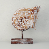 Balinese Wood Nautilus Shell Sculpture