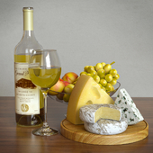 White wine and cheese set