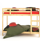 Каркас 2-ярусной кровати (IKEA МИДАЛ) и постельное белье