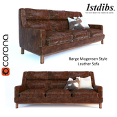 Danish modern leather sofa style of Borge Mogensen