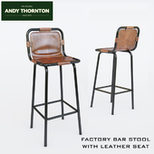 FACTORY BAR STOOL WITH LEATHER SEAT