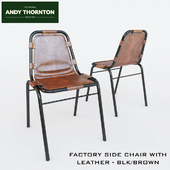 FACTORY SIDE CHAIR WITH LEATHER - BLK/BROWN
