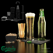 Carlsberg Beer, peanuts and cracker