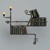 decorative book shelf in the style of steampunk