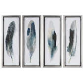 Uttermost Feathered Beauty Wall Art Prints (Set of 4)