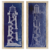 Blueprint Lighthouse Framed Wall Art