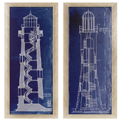 Blueprint Lighthouse Framed Wall Art