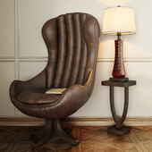 Uttermost_Garrett Swivel Chair,Mercia Accent Table,Cassian Table Lamp