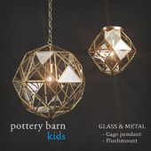 Fixtures Pottery Barn Kids Glass & Metal Cage Pendant / Flushmount