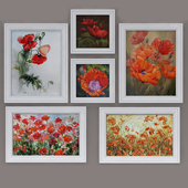 Set of modern paintings "Poppies"