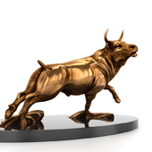 A bronze statue of a bull