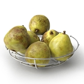 Pears in metal vase