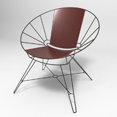 Sculpted Metal + Leather Bowl Chair