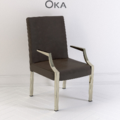 Oka Leather dining chair with arms