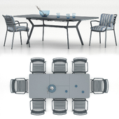 Стол Ethimo Ocean rectangular table со стулом Ocean dining chair с аксессуарами