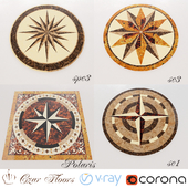 Czare Floors Stone Medallions p.1 Wind Rose 8 types vray + corona