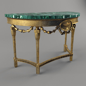 Giltwood Marble Top Demi-lune Pier Table