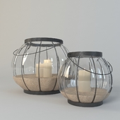Bubble caged glass lantern