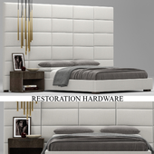 RH Modern custom rectangular channel extended headboard bed