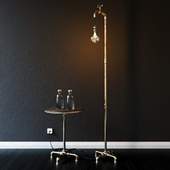 Industrial Floor Lamp and Small Stol