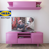 Mostorp IKEA TV Stand and shelf wall