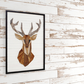 White boards, painting, deer, eco design, whitewashed wall, decor