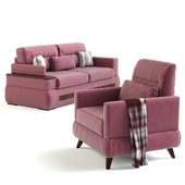 Sofa and armchair with cushions