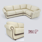 Угловой кожаный диван с деревянным декором Диана-4 (фабрика ТРИЭС)