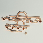 Set of copper pipes and fittings