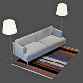 Sofa Ribas, Pallucco Gilda and Ikea Stockholm rug