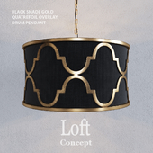 Loft concept - BLACK SHADE GOLD QUATREFOIL OVERLAY DRUM PENDANT