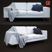 Sofa with pillows & blanket