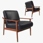 West Elm Mid-Century Leather Show Wood Chair