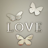 Mirrored Wall Letters (love, dream, wish)+Butterfly Mirrors